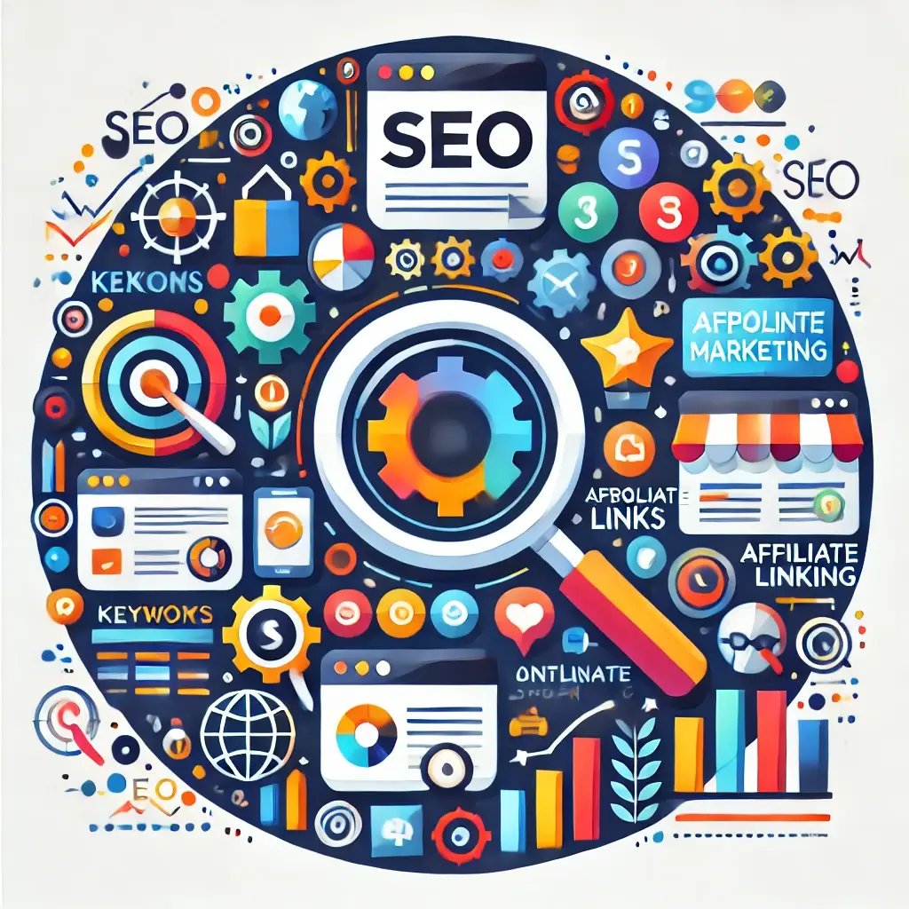 DALL·E 2024-06-19 12.51.36 - An engaging and informative image that combines elements of SEO (Search Engine Optimization) and Affiliate Marketing. Include icons or visuals represe